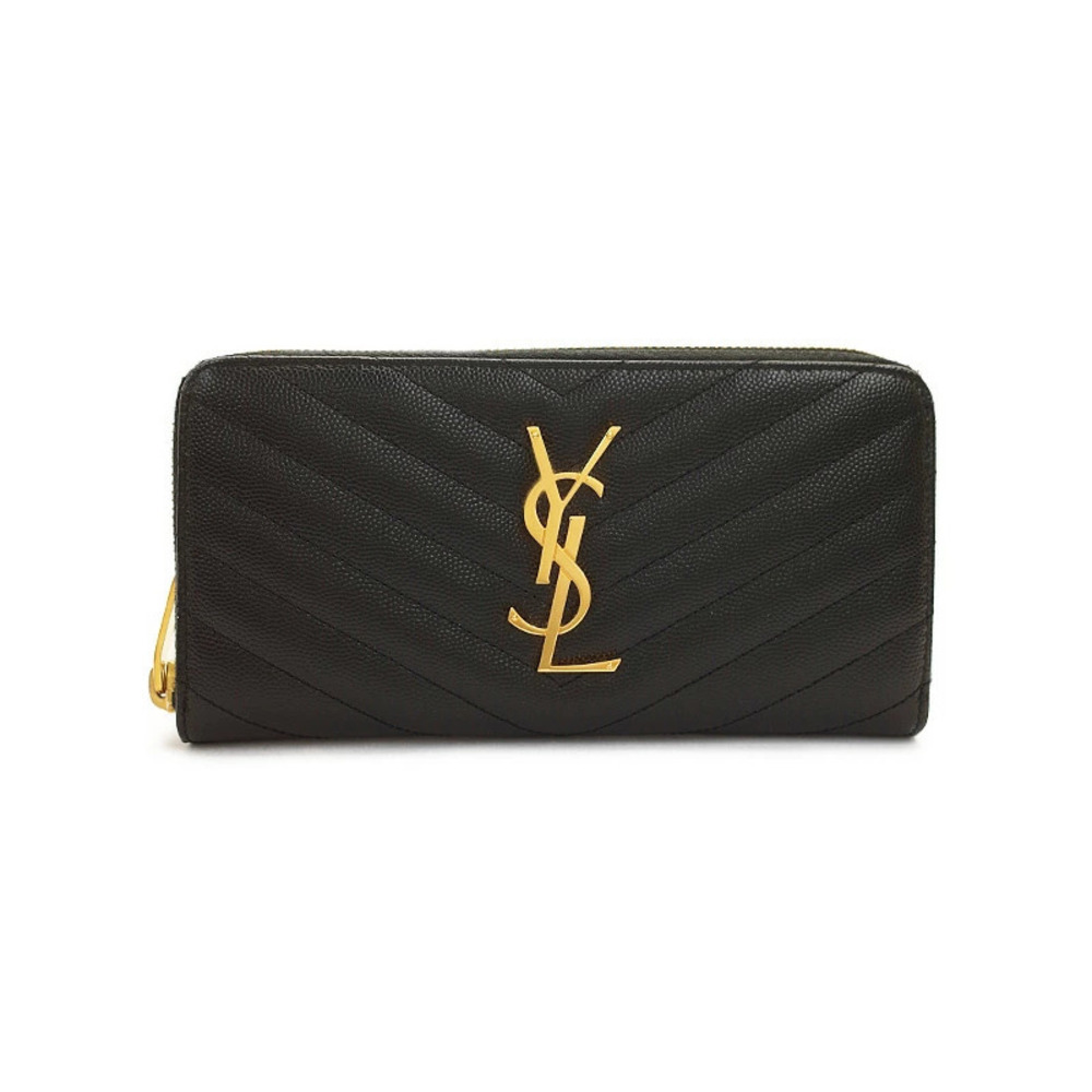 SAINT LAURENT Paris Monogram Full Zip Wallet Round Long